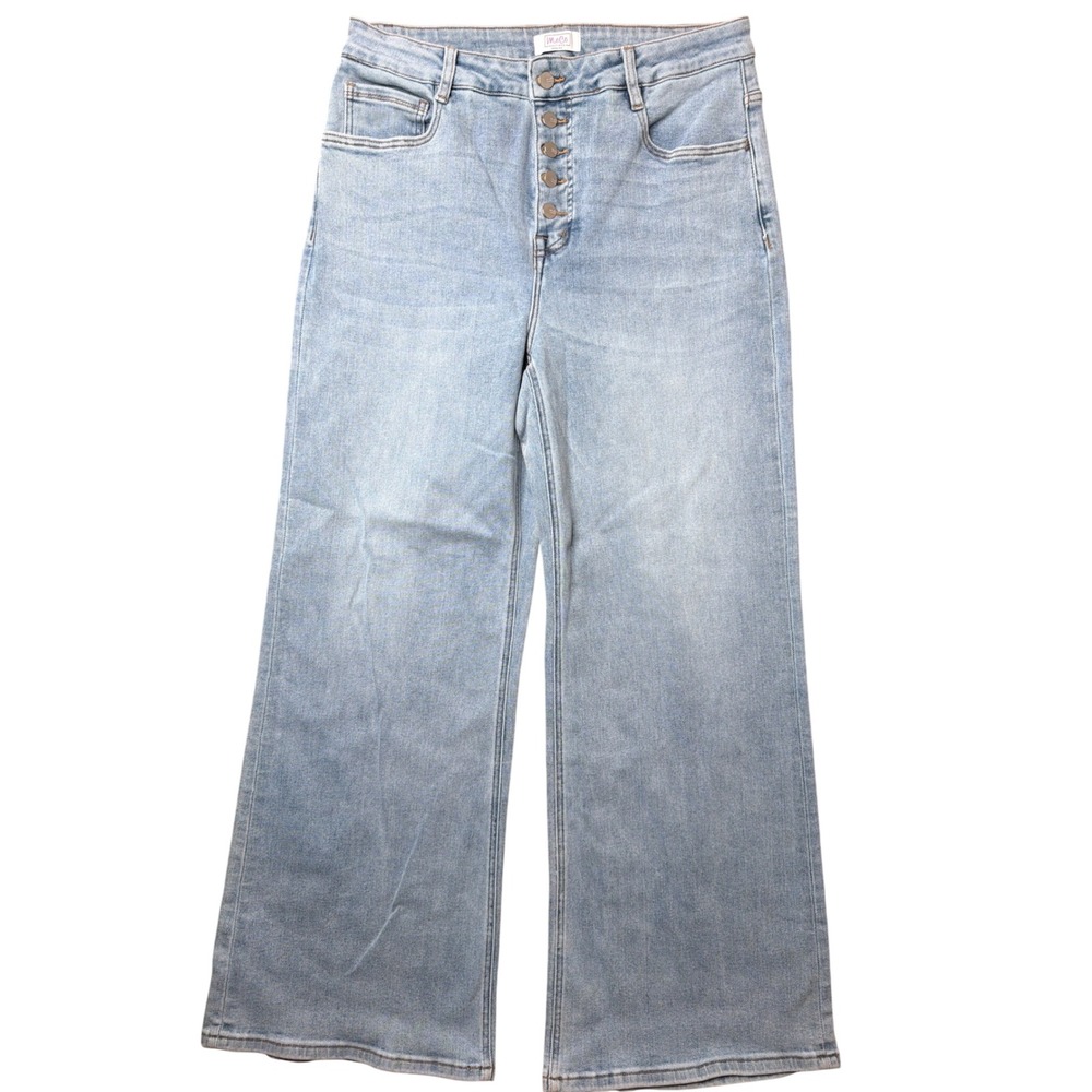 MoCo Boutique Jeans Womens 16W MOCO-W8122-A-33 Light Wash Wide Leg Button Fly